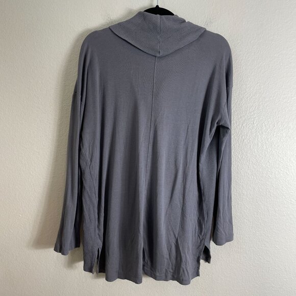 Splendid Womens Medium Gray Cowl Neck Long Sleeve Waffle Knit Top - Picture 10 of 10